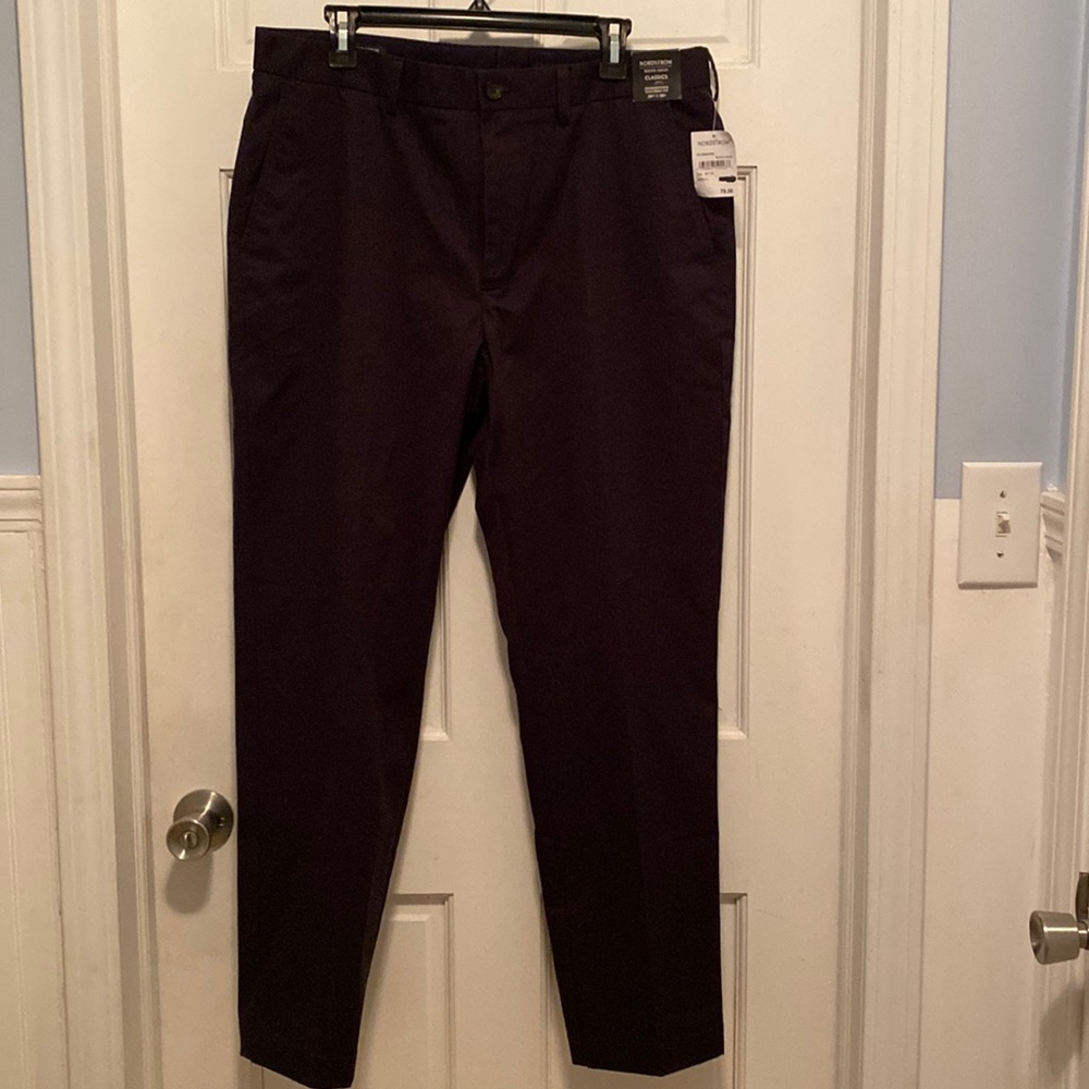 Nordstrom Men's Classics Georgetown Tailor Fit Slacks 36 x 30 Black Caviar NWT